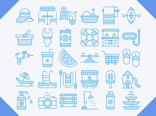 water park blue icon pack design for download