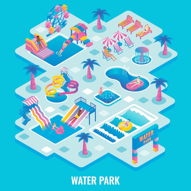 Water park flat isometric