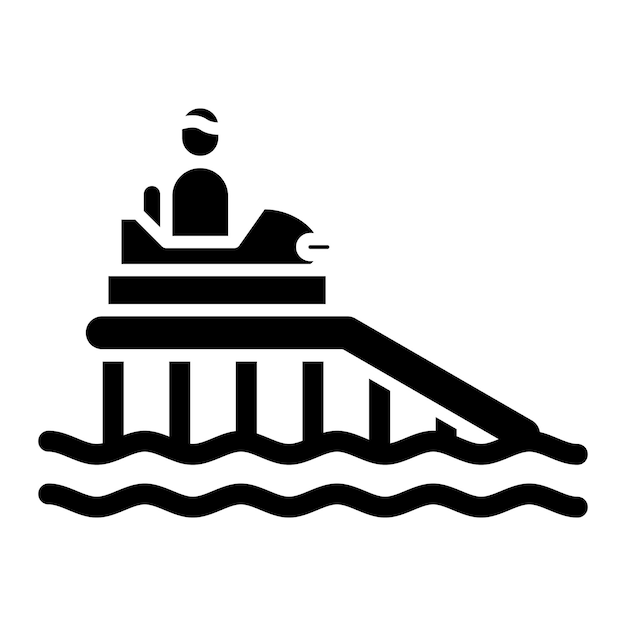 Water Park Glyph Solid Black Illustration