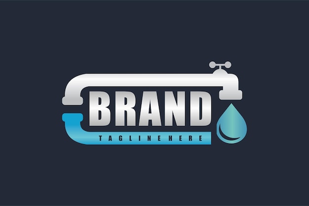 水道管の蛇口のタイポグラフィのロゴ