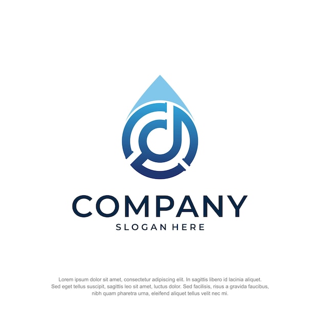 water pipe logo initial d premium vector