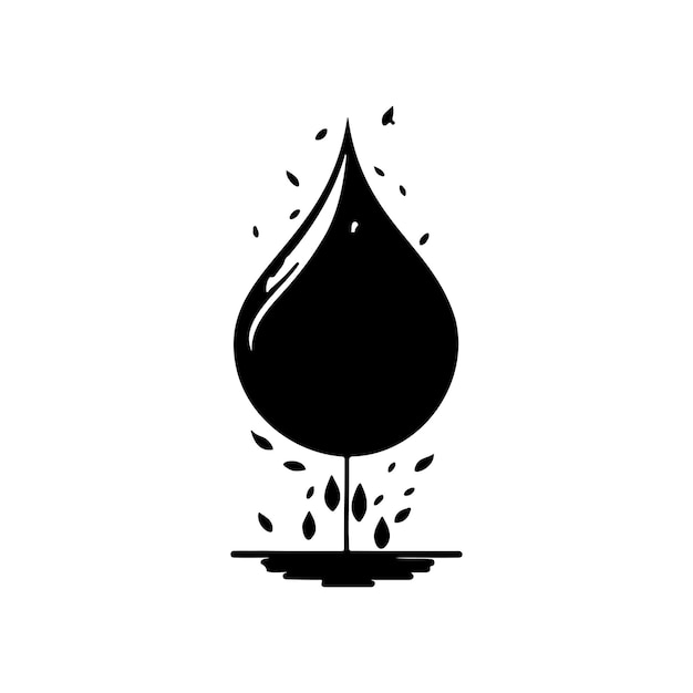 Water plant Icon hand draw black colour Earth day logo vector element and symbol