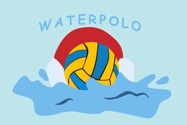 Water polo ball in the splashing water