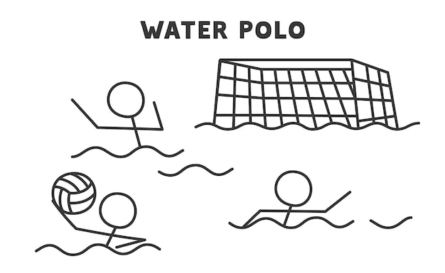 water polo kawaii doodle flat cartoon vector illustration