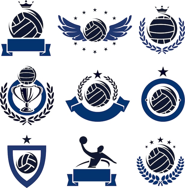 Water polo labels and icons set Vector