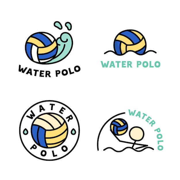 water polo logo kawaii doodle flat cartoon vector illustration