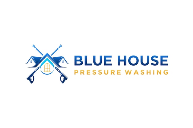 Vector water presure jet cleaner logo design service house roof property icon symbol