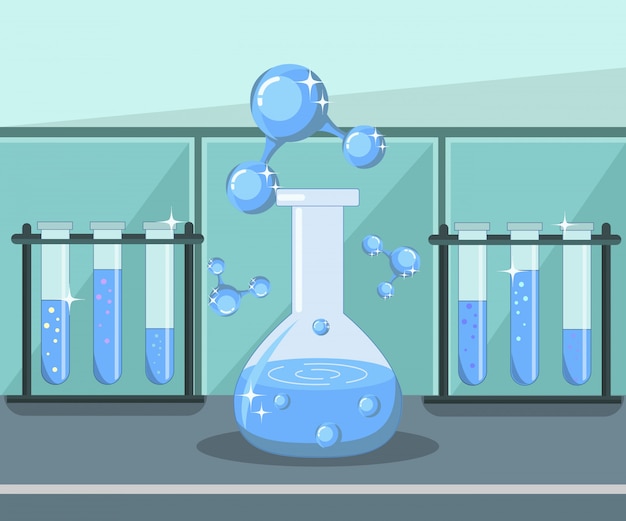 Vector water research, lab analysis  illustration