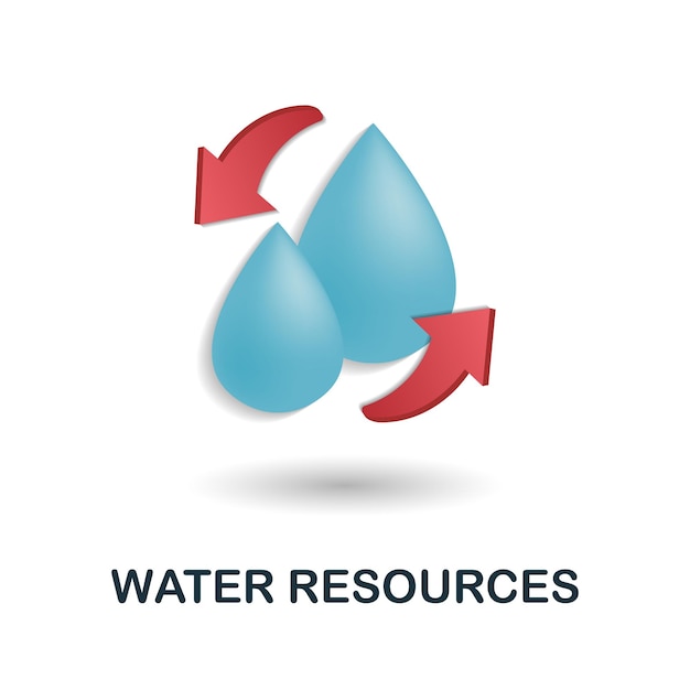 Vettore illustrazione 3d dell'icona delle risorse idriche dall'ecologia e della raccolta di energia icona 3d delle risorse idriche creative per modelli di web design, infografiche e altro ancora