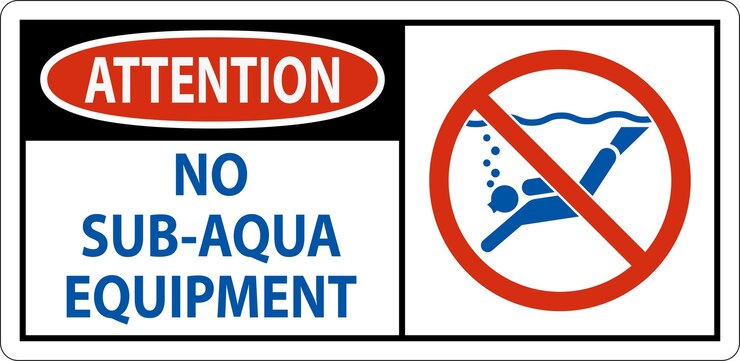 वेक्टर water safety sign attention no subaqua equipment