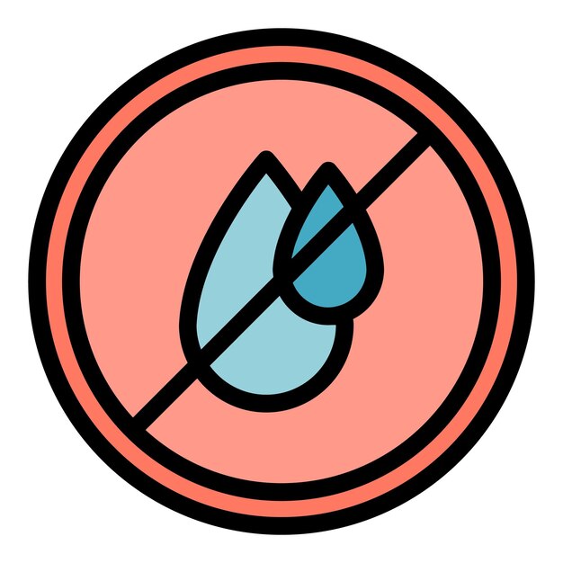 Vector water save drop icon outline vector clean ecology care drink color flat