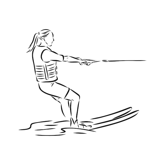 Water ski meisje vector schets illustratie