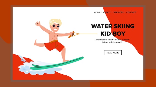 Water skiing kid boy vector