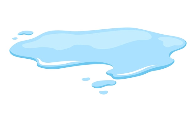 Vector water spill puddle blue liquid shape in flat cartoon style clean fluid drop design element isolted on white background