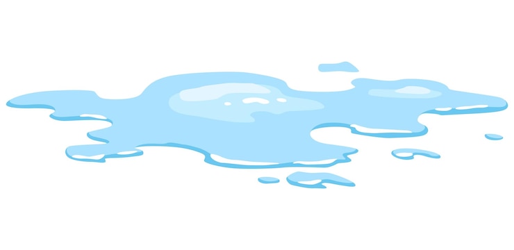 Vector 水こぼれ水たまり青い液体フラット漫画スタイルのさまざまな形ベクトル流体デザイン要素は白い背景で隔離
