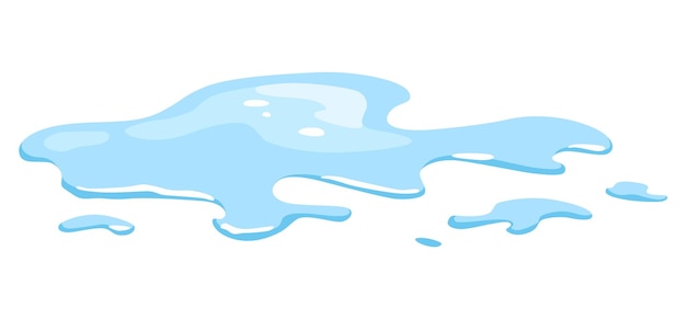 Vector water spill puddle blue liquid various shape in flat cartoon style vector fluid design element isolted on white background