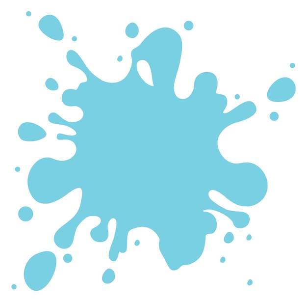 Water splash blauwe verf blob vloeibare vlek geïsoleerd op witte achtergrond