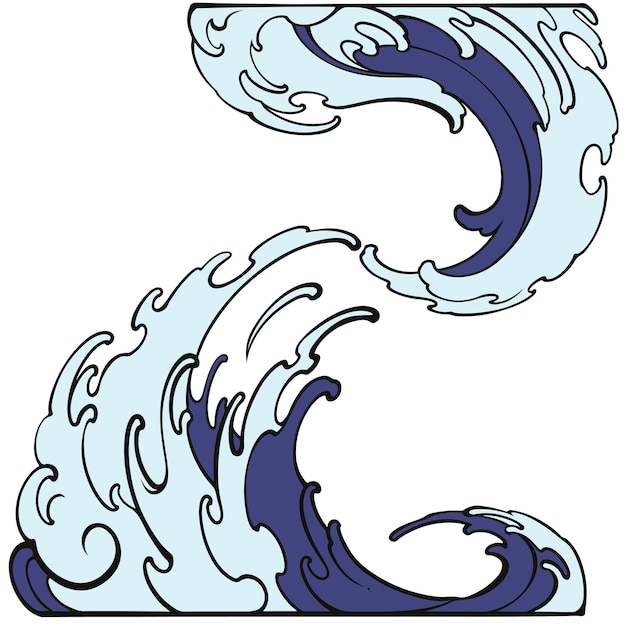 Vector water splash cartoon wave design