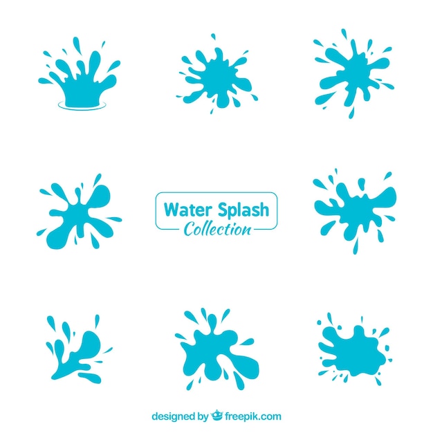 Vector water splash collection in flat style