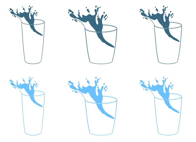 Vettore spruzzi d'acqua nell'illustrazione del disegno vettoriale di vetro isolata sullo sfondo