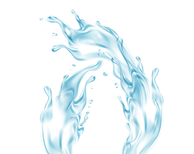 Vector water splash. realistic transparent isolated splash of water with drops isolated on transparent background. vector illustration