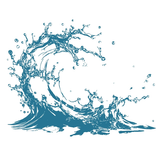 Water splash realistic vector illustration of 3d water wave with blue