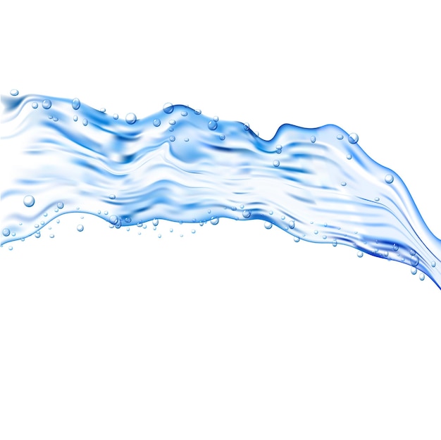 Vector water splash transparent illustration.  blue aqua liquid background. drink clean and fresh water.