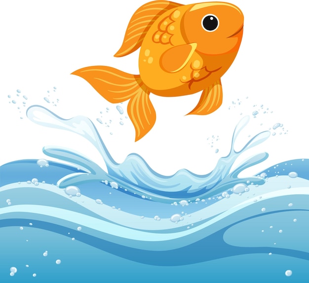 A water splash with goldfish on white background