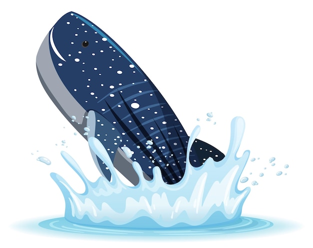 A water splash with whale on white background