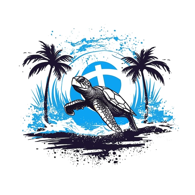 Water splash zeeschildpad surfen op de golf illustratie ontwerp Vector