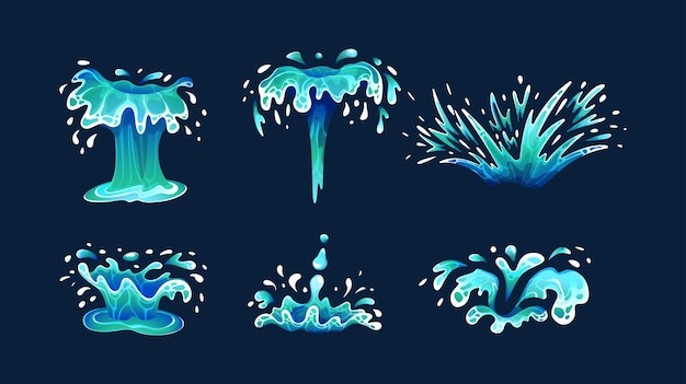 Vector water splashes shapes color vector icon big collection