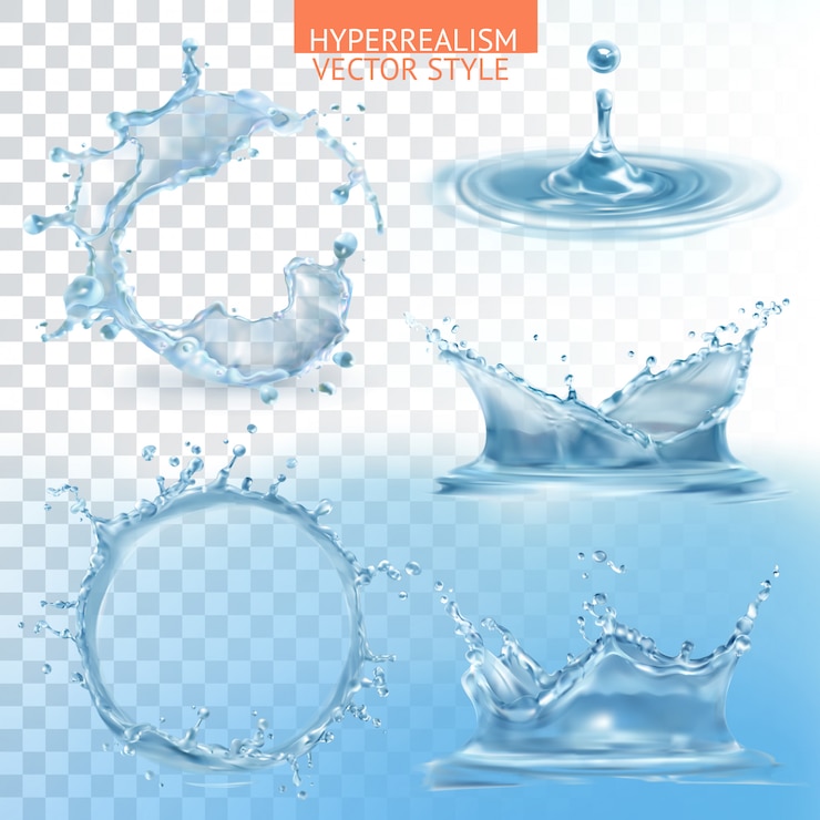 Vector water splashing with transparency set
