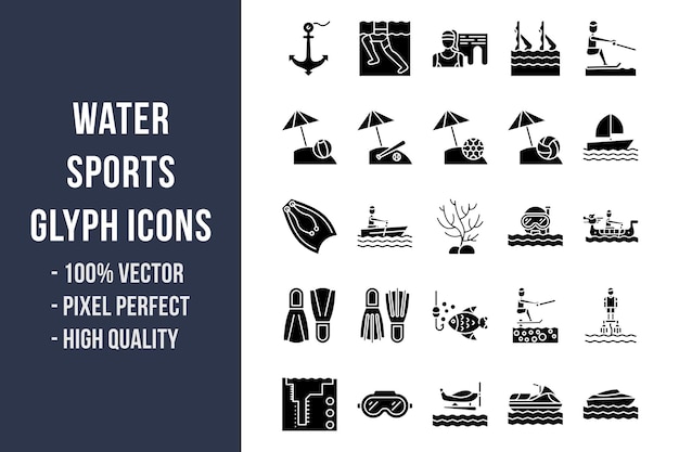 Water Sports Glyph Icons