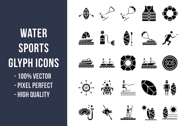 Water Sports Glyph Icons