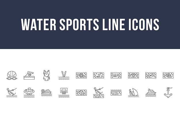 Water Sports Line Icons