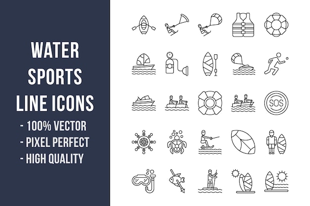 Water Sports Line Icons