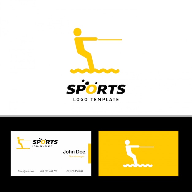 Water sports logo and business card template