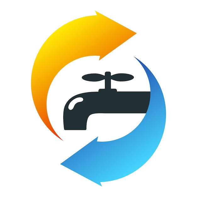 Water tap blue and orange arrows symbol