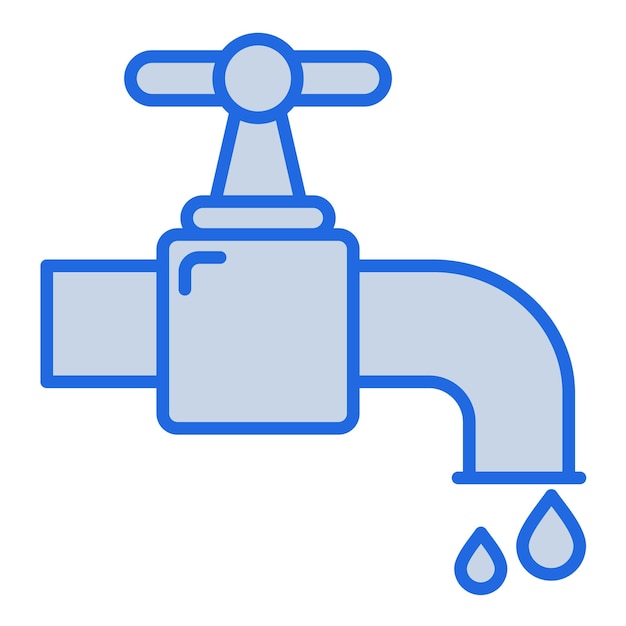 Water Tap Blue Tone Illustration