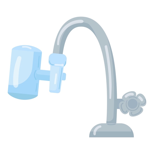 Water tap filter icon cartoon vector Purification system Tank treatment