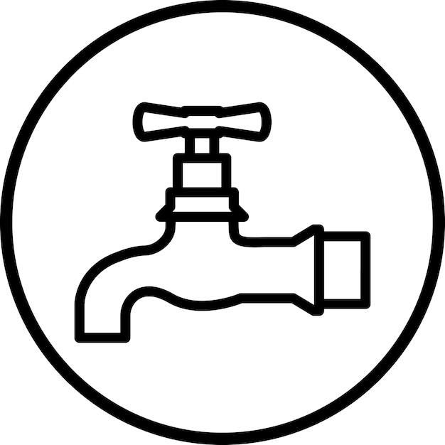 Vector a water tap is shown in a circle