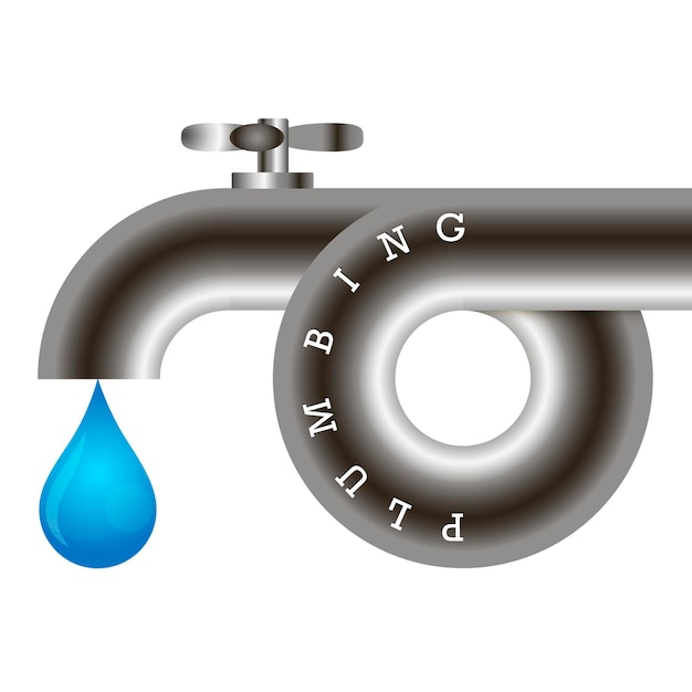 Металлическая труба водопроводного крана и капля воды