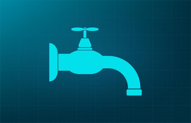 Vector water tap symbol vector illustration on blue background eps 10