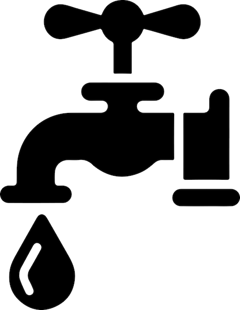 Vector water tap vector symbol clipart sign black color silhouette white background 16