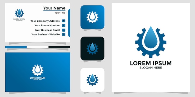 Vettore design del logo della tecnologia dell'acqua e scheda di branding