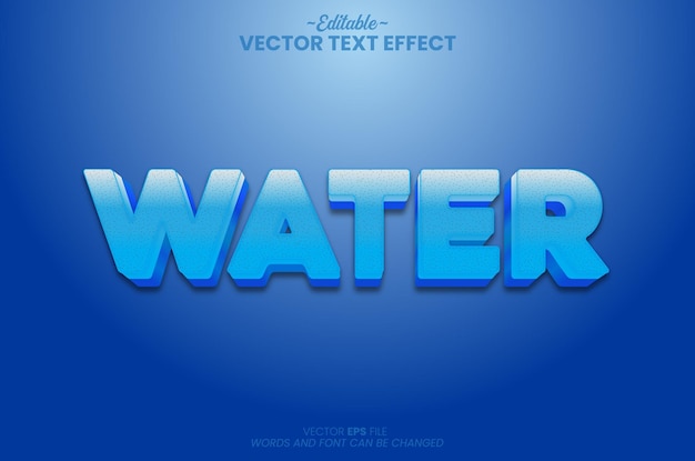 Water teksteffectwater 3d vector bewerkbaar teksteffect