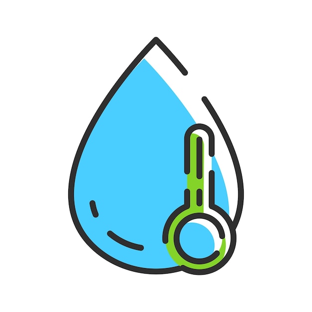 Water Temperature Indicator Line Icon Vector illustration