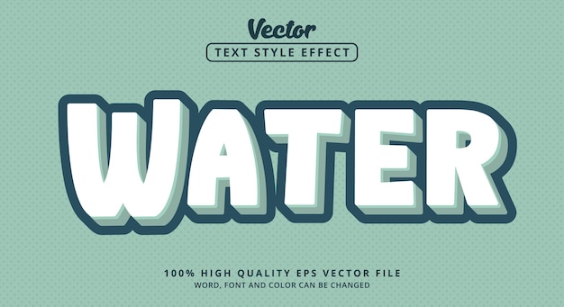 Water text with blue color style, Editable text effect