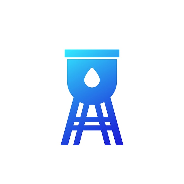 Water tower tank icon on white