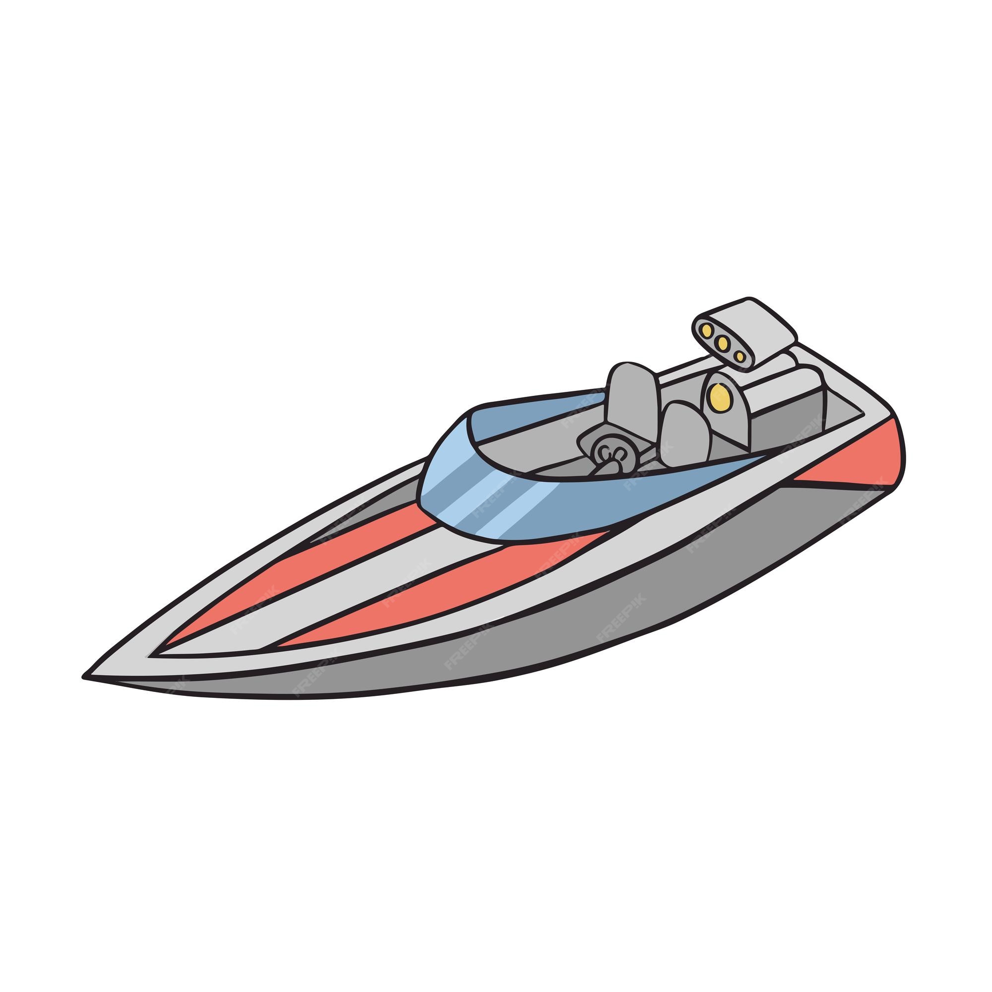 Transport of speedboat hand draw Royalty Free Vector Image